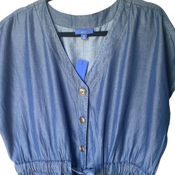 BRAND NEW Apt 9 Jumpsuit Dolman button front crop Night Wash Medium Drawstring - Picture 3 of 3